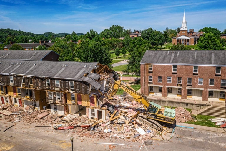 West Virginia Wesleyan College razes the Camden Apartments on Monday, July 1.