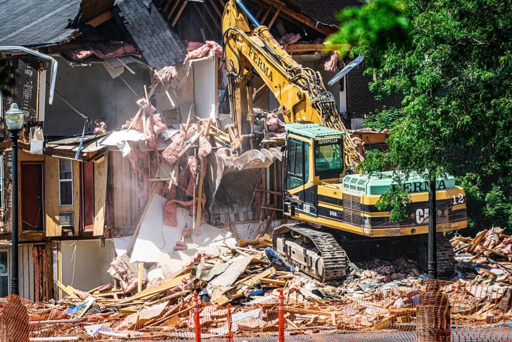 The building that sits furthest from Camden Avenue is the first to be demolished.