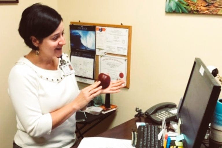 Broaddus Hospital and Davis Medical Center have launched a tele-diabetes program making access to information and education for persons with diabetes more timely and accessible. The program is available through the Broaddus Family Care and easily connects patients remotely to professionals in Elkins. In the photo DMC Diabetes Educator Sonya Phares speaks with a patient in Barbour using real-time, secure video and audio technology about meal planning and nutrition.