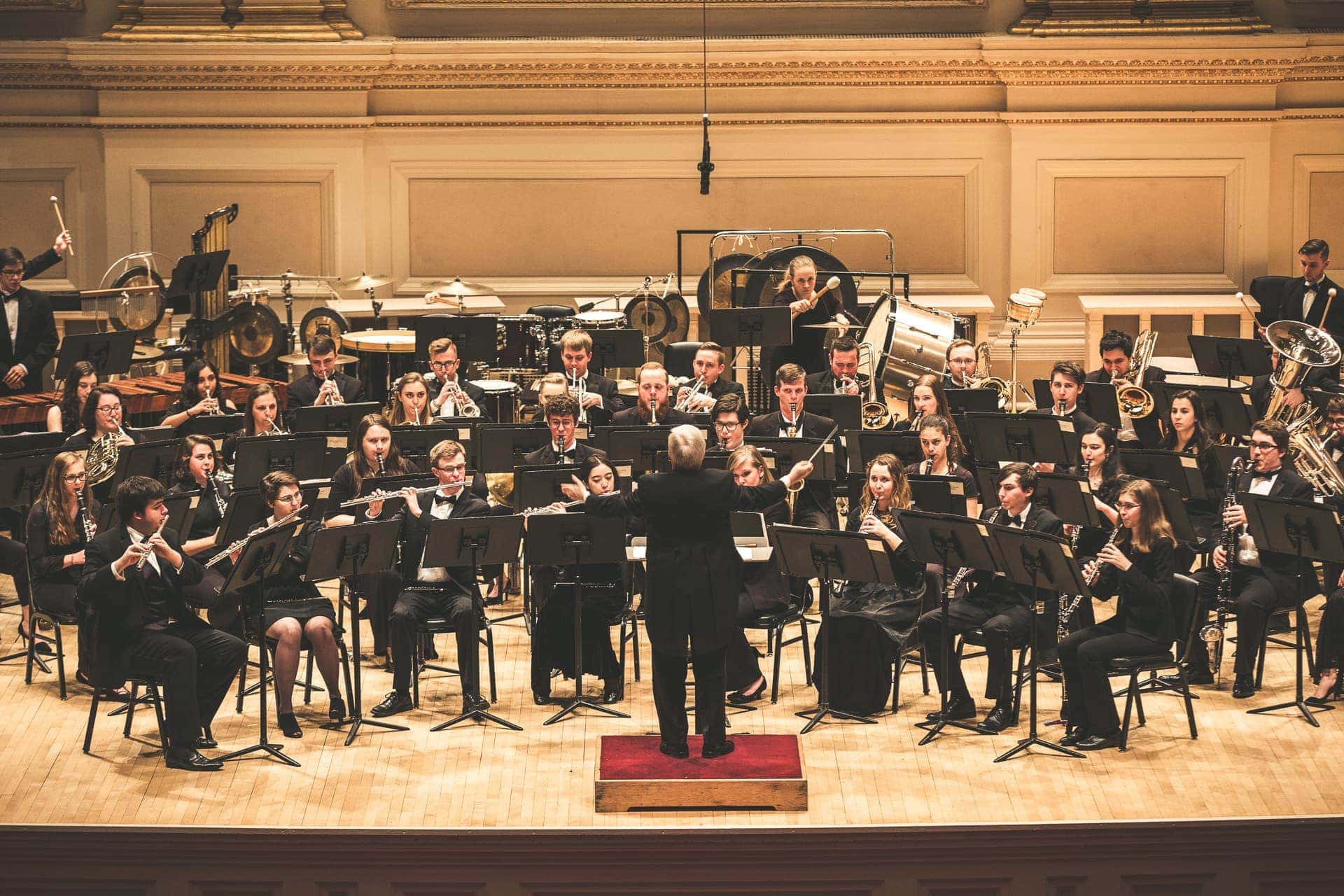 WVU Wind Symphony performs on stage (WVU Photo/College of Creative Arts)