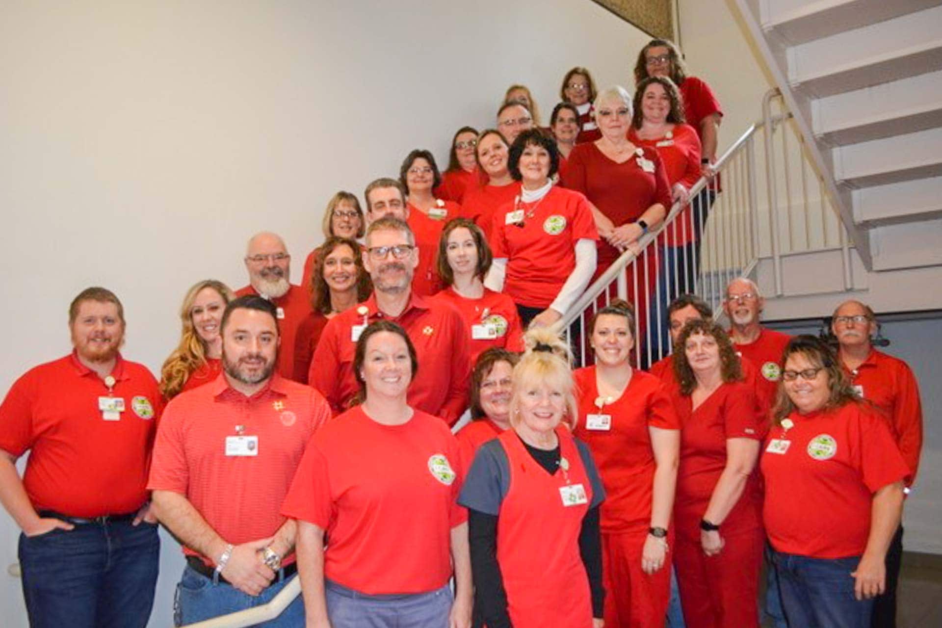 Members of the Mon Health Stonewall Jackson Memorial Hospital staff gathered on Friday, February 7, to raise public awareness of cardiac conditions and associated symptoms.