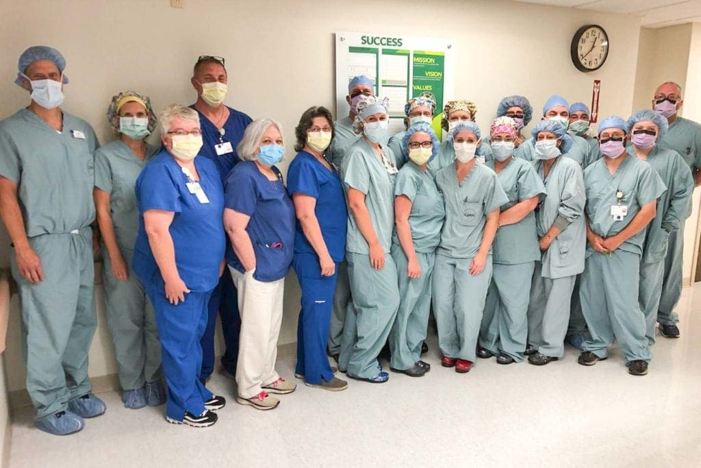 Pictured above are members of the Mon Health Stonewall Jackson Memorial Hospital (SJMH) surgical staff, along with Regional Eye physician Allison Bardes, MD. Regional Eye Associates recently opened a new office in Weston and will be performing surgeries at SJMH.