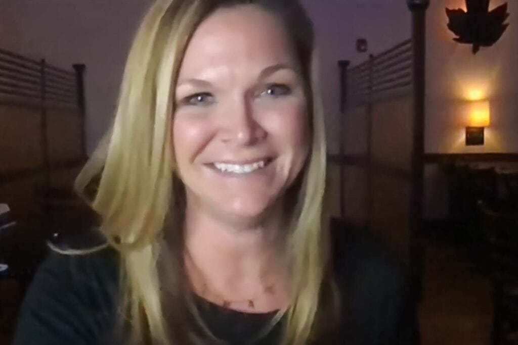 Tennerton Elementary School fifth-grade teacher Erin Anderson reacts after learning she had been named the West Virginia Teacher of the Year during a virtual awards ceremony Tuesday evening.