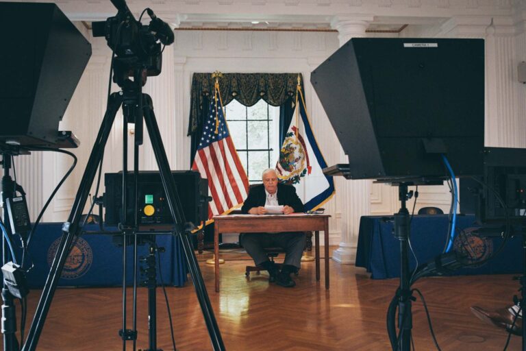 Gov. Jim Justice at a virtual press briefing (file photo)