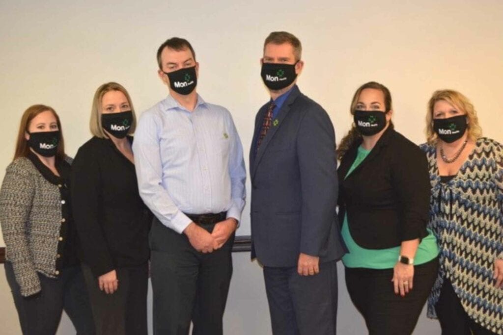 Members of the Administration at Mon Health Stonewall Jackson Memorial Hospital (SJMH) gathered to celebrate the recognition of the Weston hospital’s designation as an “A” rated hospital by the Leapfrog group. Pictured above left to right are Human Resources Director Robin Nelson, Chief Quality Officer Jennifer Barnes, Chief Financial Officer Rick Scherich, Chief Operating Officer Kevin Stalnaker, Director of Clinical Operations Angela Cedeno, and Chief Nursing Officer Carole Norton. SJMH was the only “A” rated hospital in West Virginia for Fall 2020.