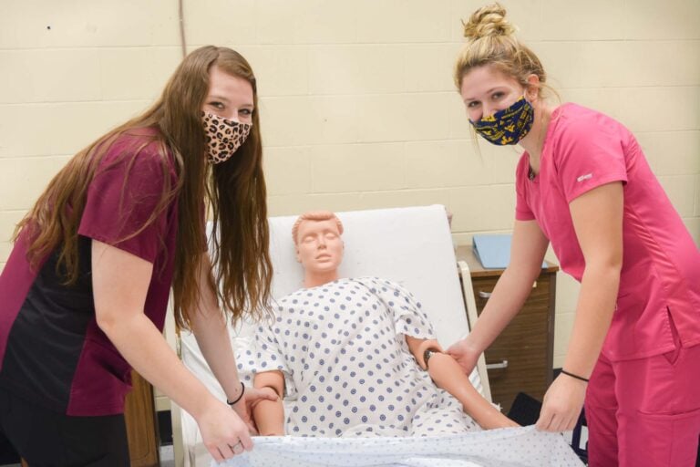 The therapeutic services program at the Fred Eberle Technical Center offers students the ability to learn to be a certified nursing assistant and phlebotomist. Students Kessa Curtis and Brooklyn Bryant, both Buckhannon-Upshur High School seniors, say the school’s faculty are terrific in preparing students to enter the medical field.