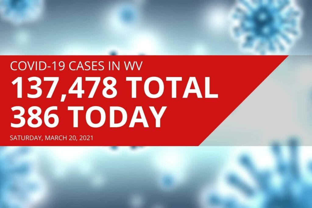 West Virginia reports 386 new COVID-19 cases Saturday, no additional deaths