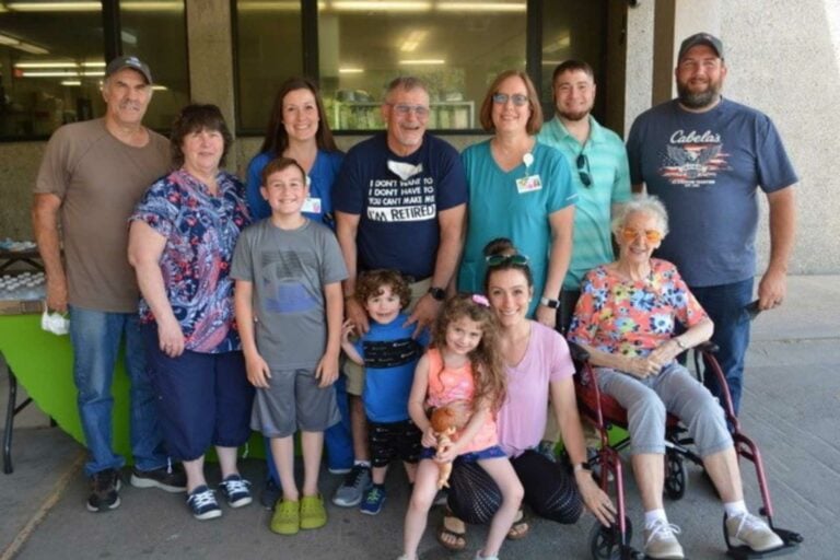 Members of Terecia Alton’s family helped celebrate her retirement from Mon Health Stonewall Jackson Memorial Hospital at a reception on May 27 at the Hospital. Pictured above, first row, left to right are grandchildren Levi Orsburn, Reece Fiber, Emeri Fiber, Terecia’s daughter Brook Fiber, and her mother Annabelle Tolliver; second row, left to right, are Terecia’s brother and sister-in-law Stacey and Patricia Tolliver, daughter Tiffany Orsburn, Terecia, husband Arthur Alton, sons-in-law Clarence Fiber and Andrew Orsburn.
