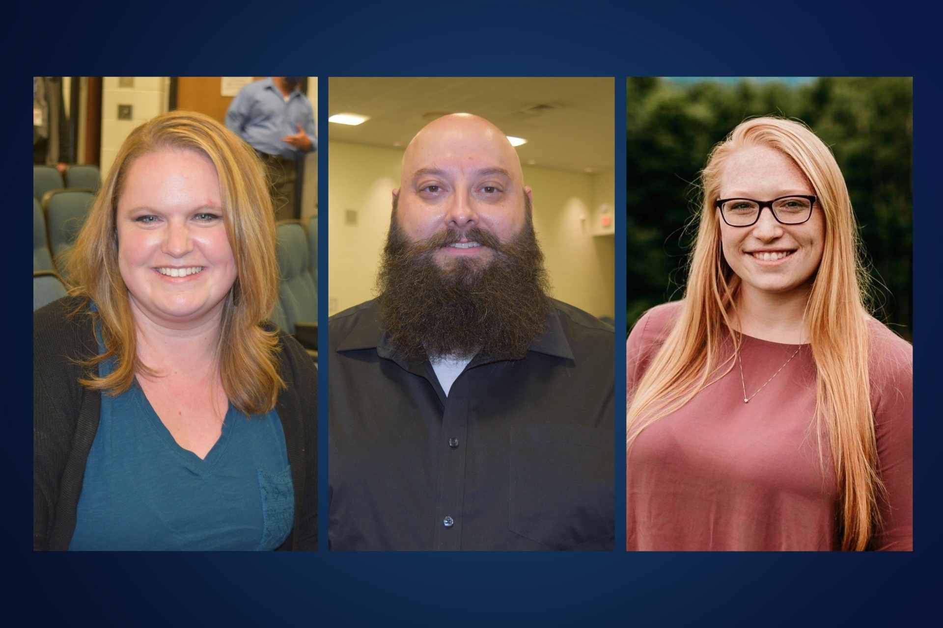 New Communities in Schools facilitators (from left) -- Abbie Golden (Washington District and Union), Jordan Hedrick (Rock Cave and French Creek) and Jordon Barr (Hodgesville and Tennerton)