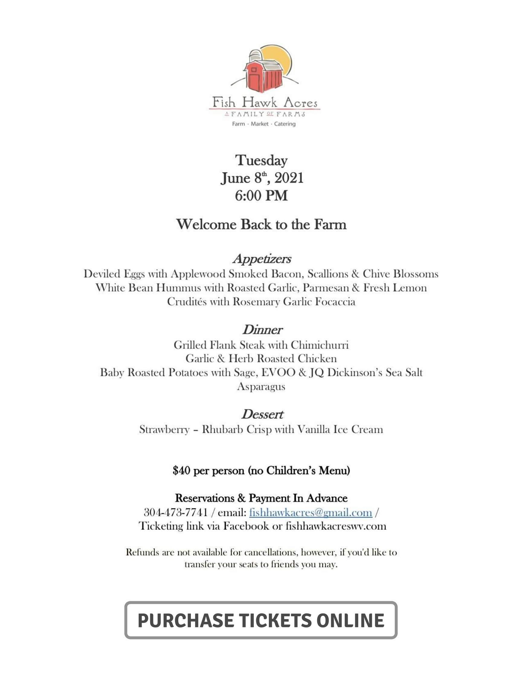 Old - Fish Hawk Farm Dinner Menu