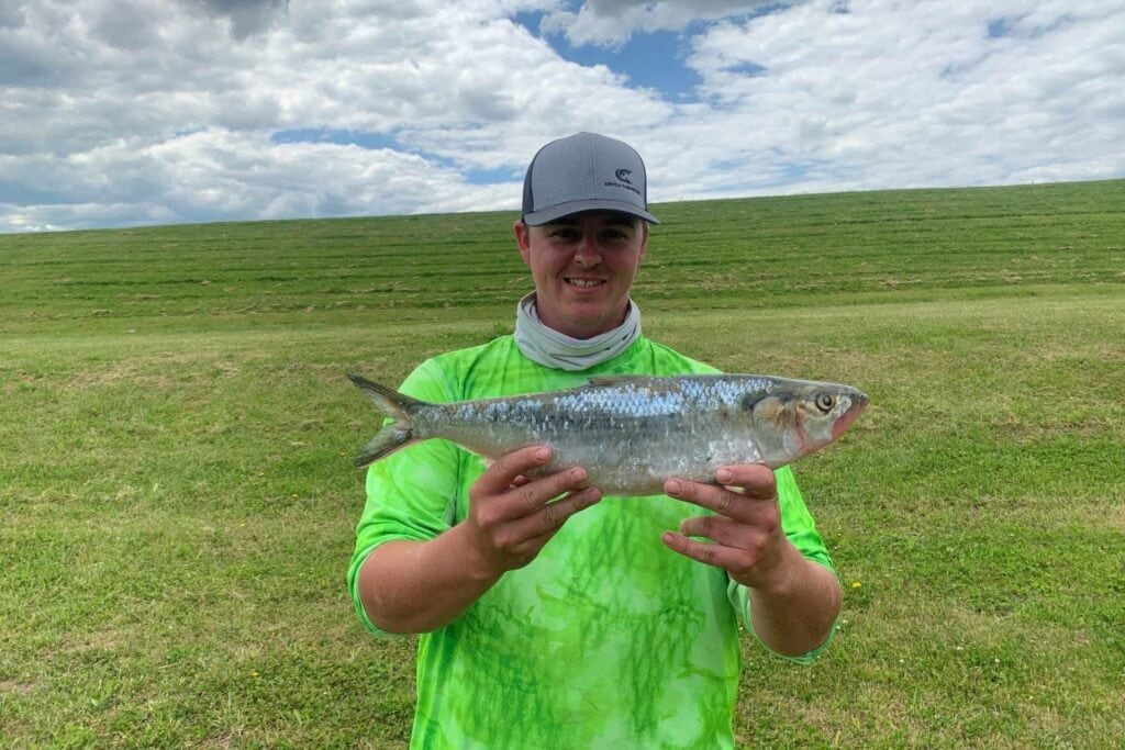 Ethan Moss holds his record skipjack catch