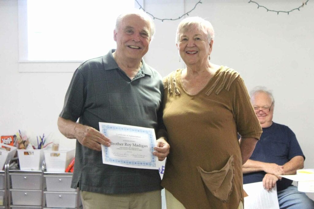 Brother Roy Madigan and crosslines volunteer Jalna Jones
