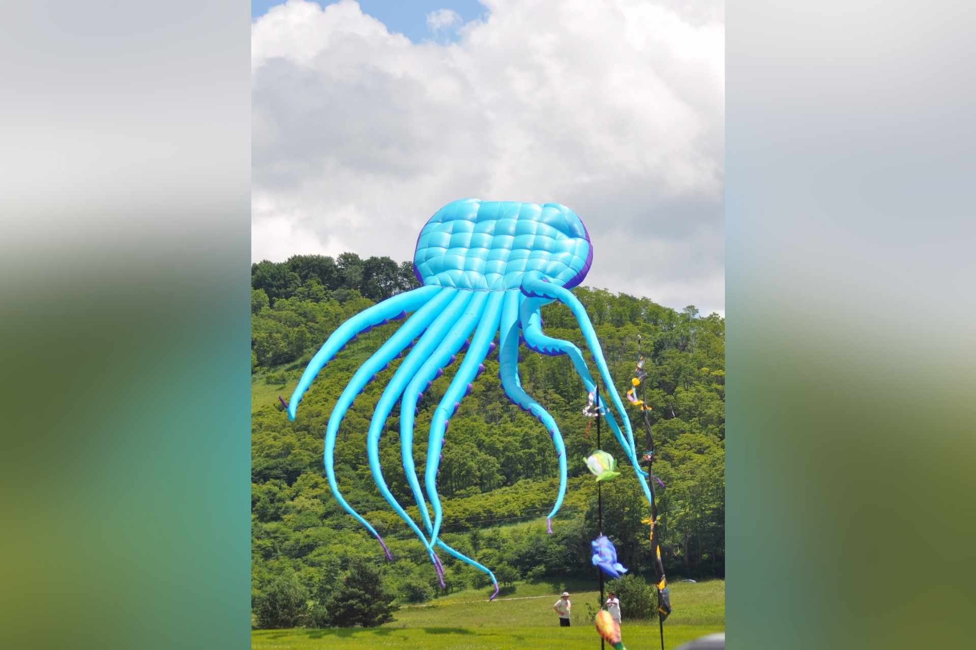 A large “octopus” kite being flown at Canaan Valley Resort.