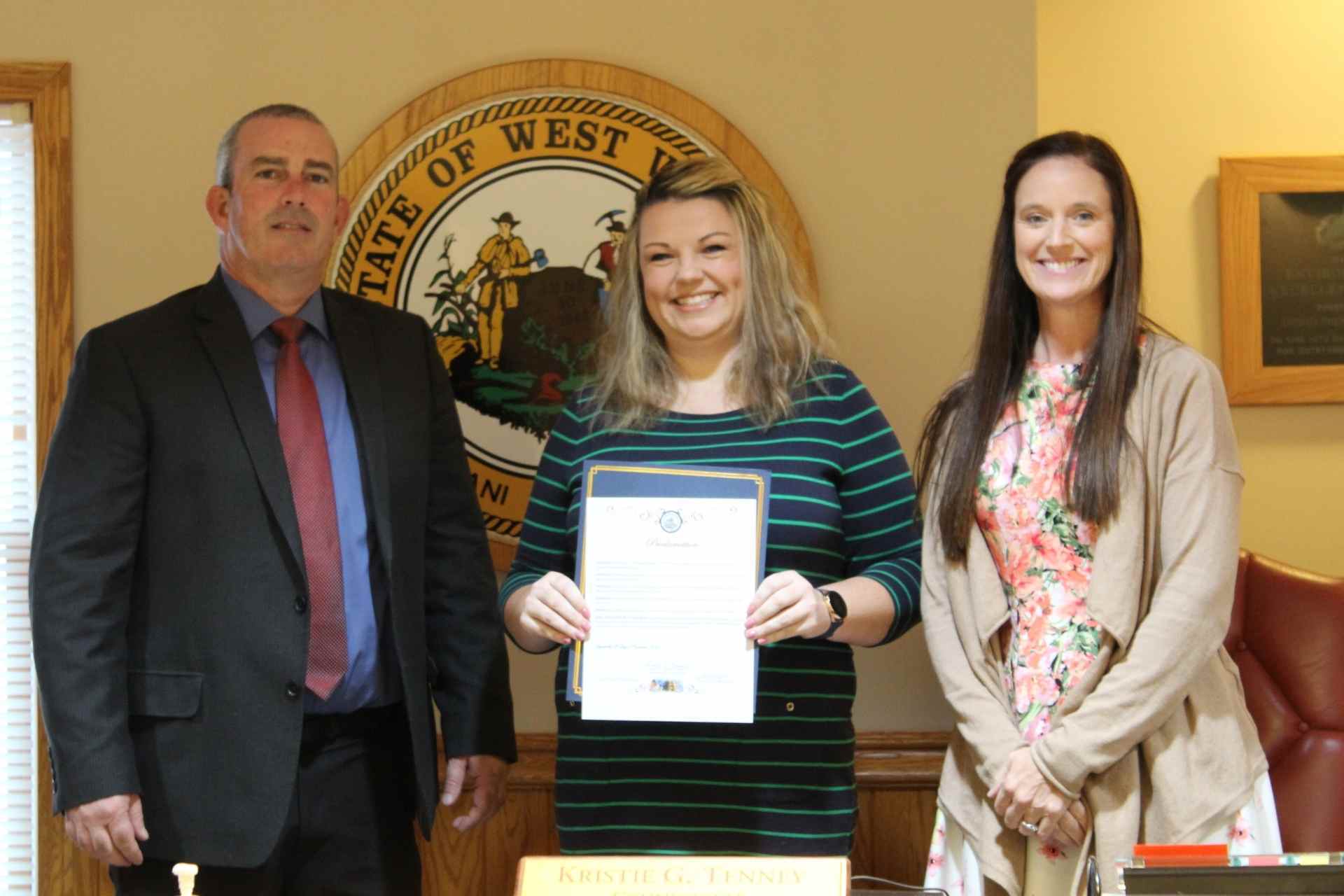 From left: Upshur County Commissioner Sam Nolte, Community Care Case Manager Susie Haught and Commissioner Kristie Tenney.