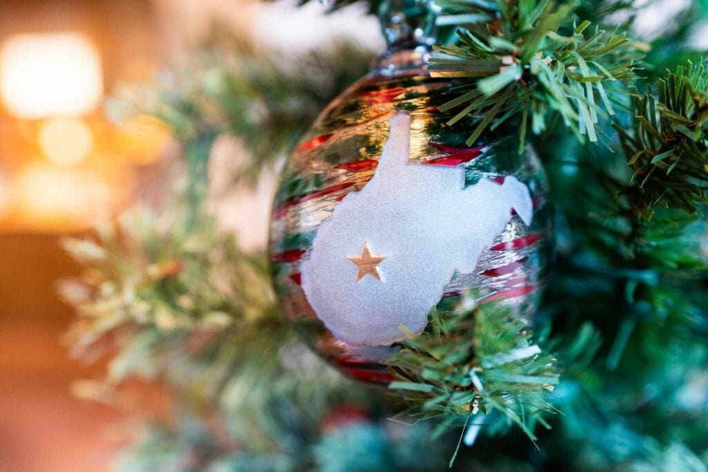 This year’s ornament was made by Beckley glass artist John DesMeules.