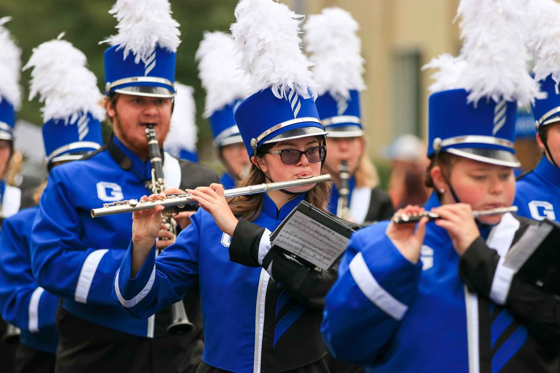 Members of the Glenville State College Marching Band at the College’s 2021 Homecoming Parade.