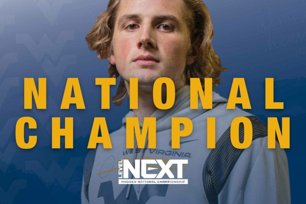 Noah Johnson, a West Virginia University economics majors from Baltimore, Maryland, won WVU’s first Level Next Madden National Championship on Nov. 18, 2021. (WVU Graphic)
