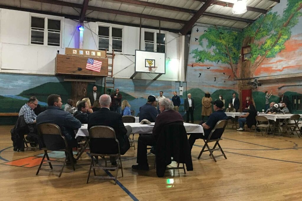 A bipartisan working group of West Virginia House Delegates held one of several Coal Communities Comeback Plan meetings in Pursglove, Monongalia County on Nov. 10, 2021. Photo by Emily Allen.