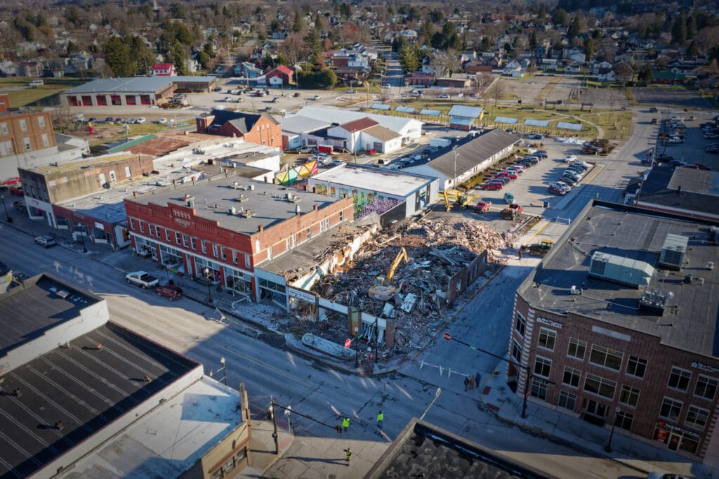 Demolition begins on East Main Street building that burned in October fire
