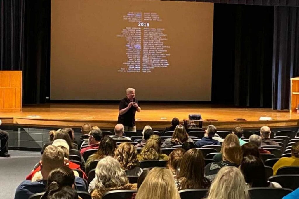 Liaison Sandy Green conducts CRASE training at Philip Barbour High School in Philippi, Barbour County.