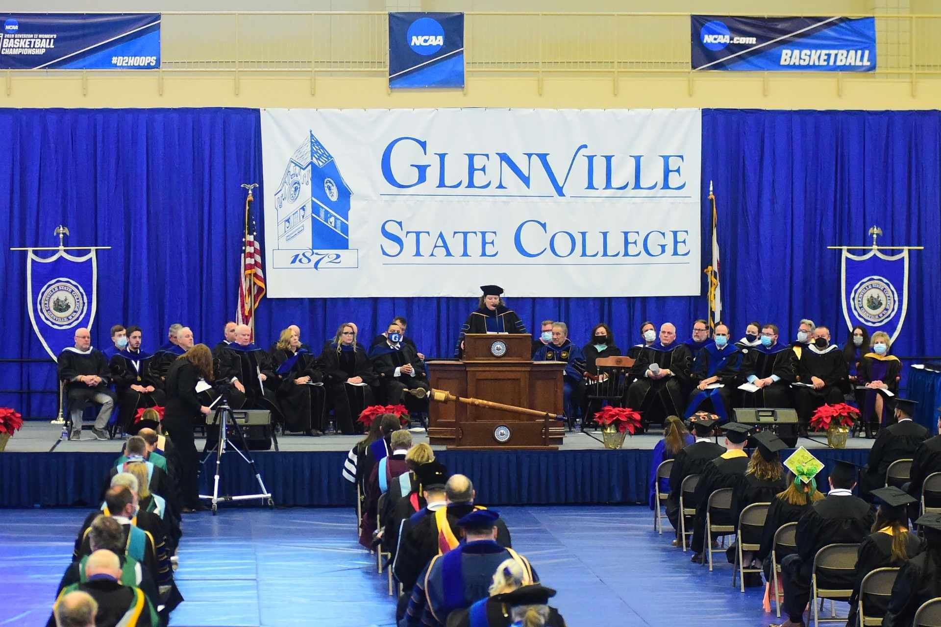 Dr. Sarah Armstrong Tucker, Chancellor of the West Virginia Higher Education Policy Commission and the Community and Technical College System, addresses those gathered at Glenville State’s Winter Commencement ceremony in December.