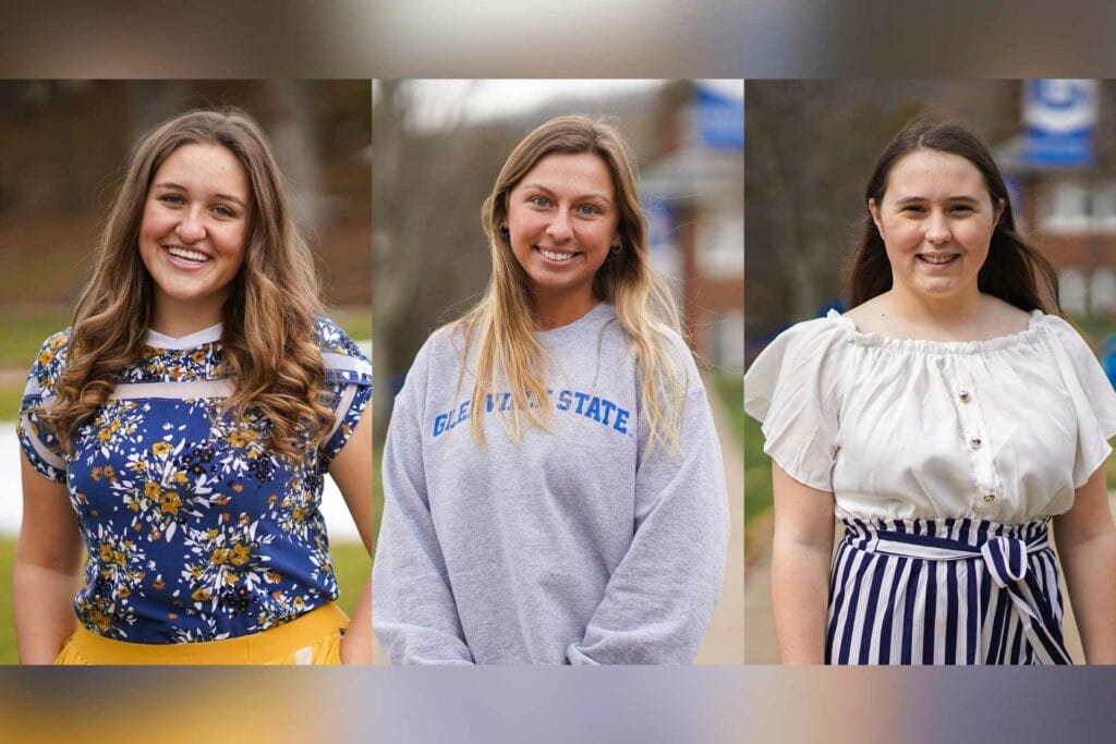 Glenville State University students (l-r) Avalon Green, Megan Harding, and Madelynn V. Ojanpera-Lynch were recently awarded scholarships from the Women’s Leadership Circle.