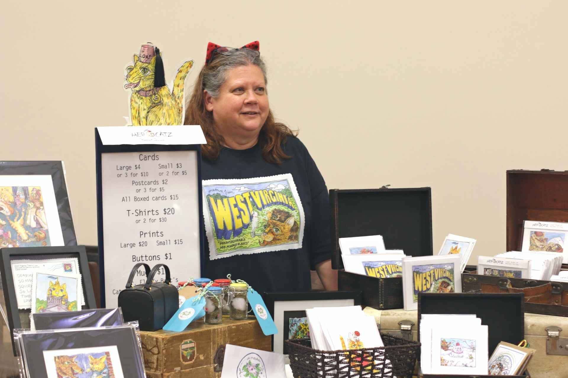 Brenda Pinnell of Charleston discusses how her eclectic pen-and-ink kitty drawings came to be at a previous Spring Into Art show.