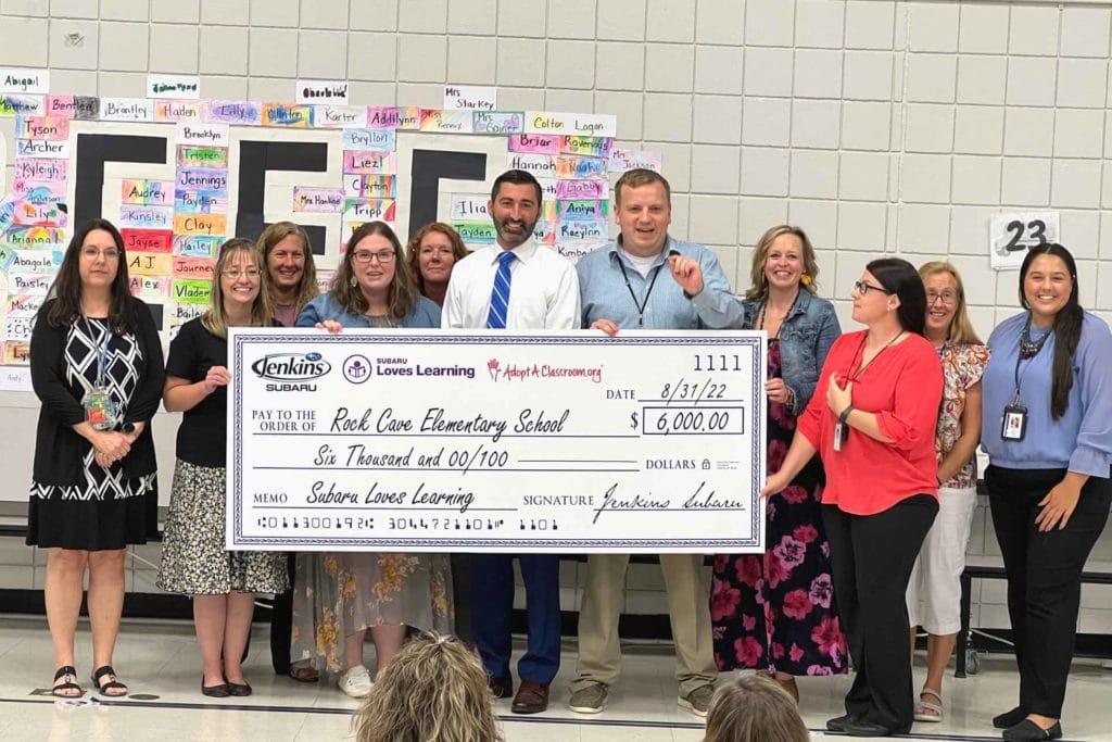 A pleasant — and penny-saving — surprise: Each RCES teacher now has $500 to spend on classroom supplies, thanks to Jenkins Subaru