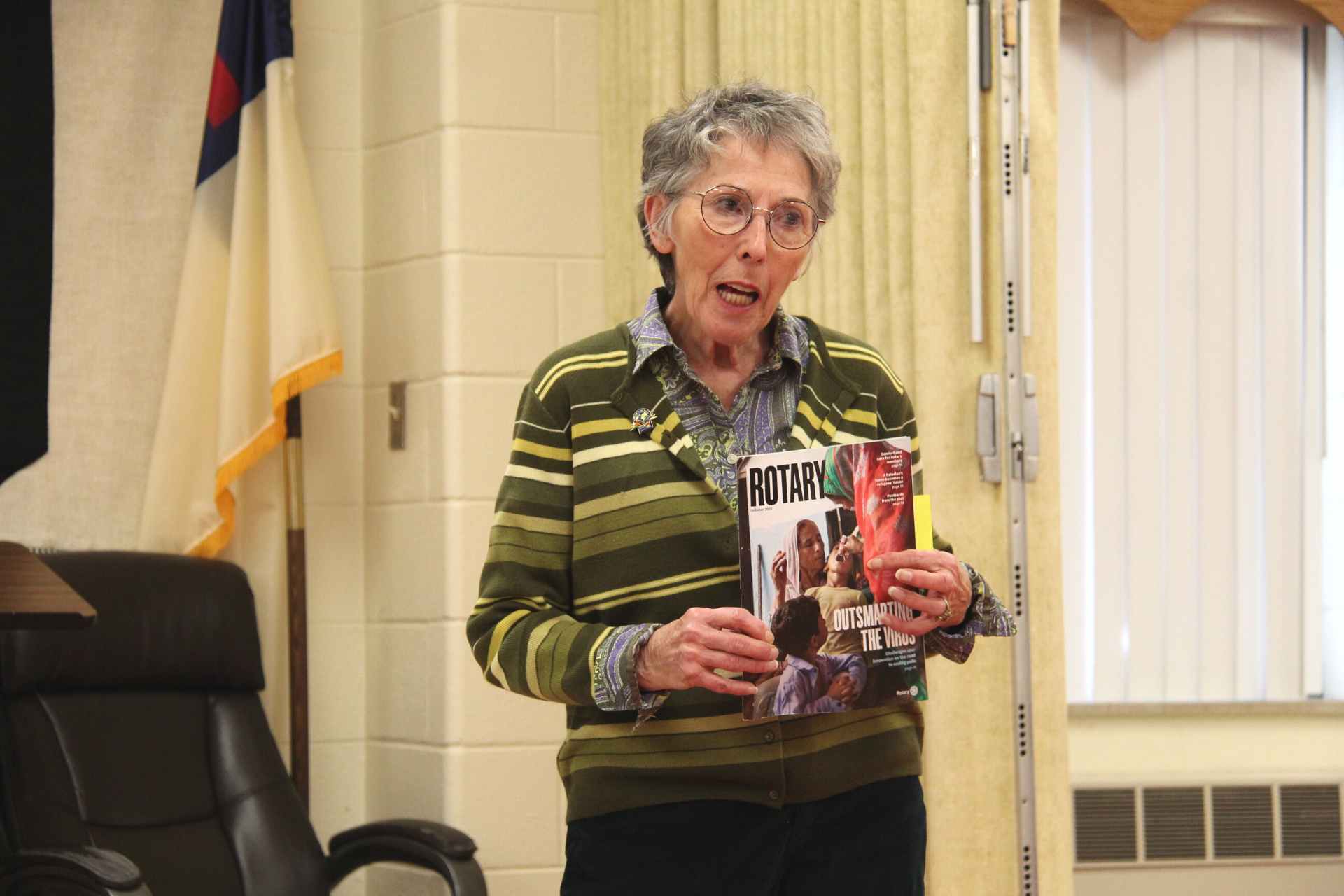 Marty Kelley gave an update to the Rotary Club of Buckhannon-Upshur Nov. 15 about Rotary and its efforts to eliminate polio. / Photo by Monica Zalaznik