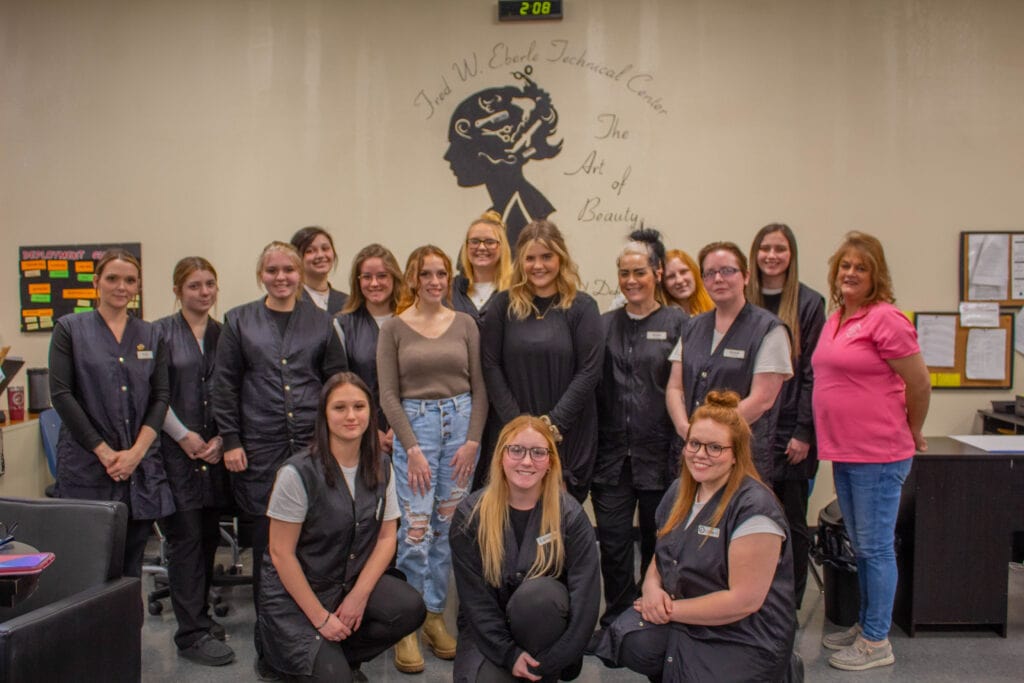 Fred Eberle cosmetology graduates return to school to give manicure demonstration and share their stories as salon owners
