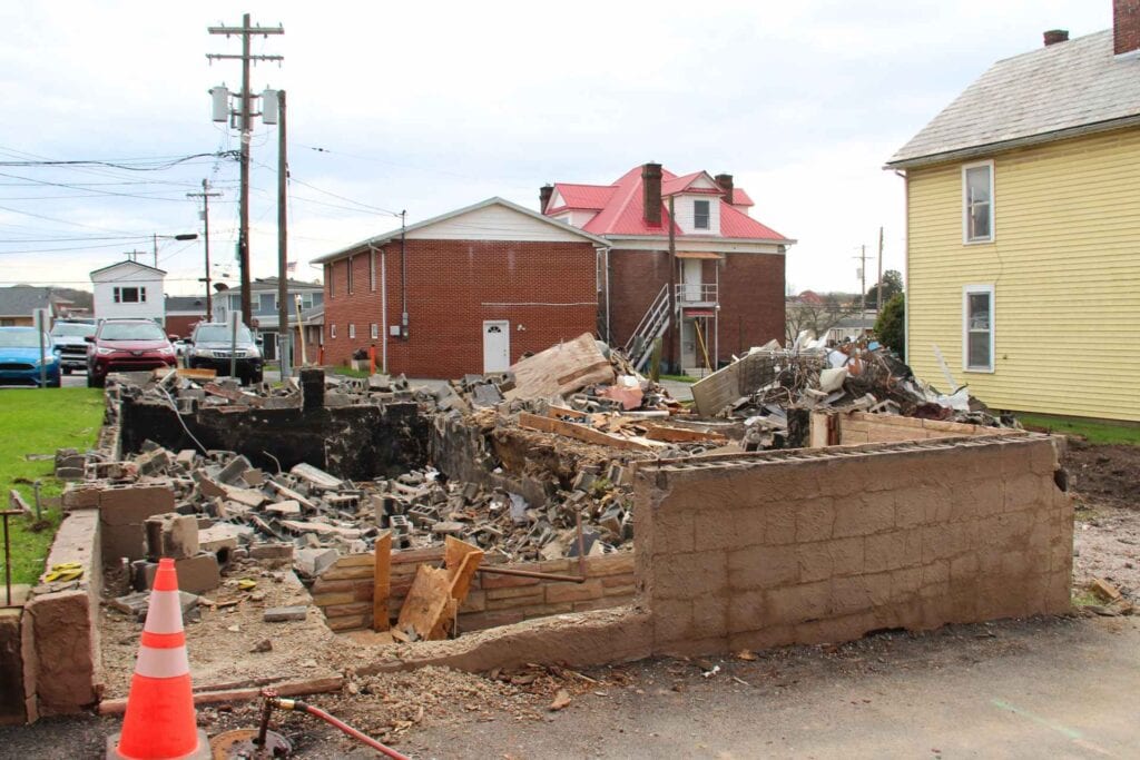 Properties razed to create parking and improve traffic flow on Route 20