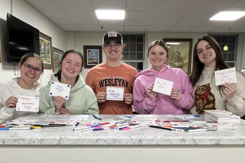 Wesleyan students help create over 500 Valentine’s Day cards for area nursing homes