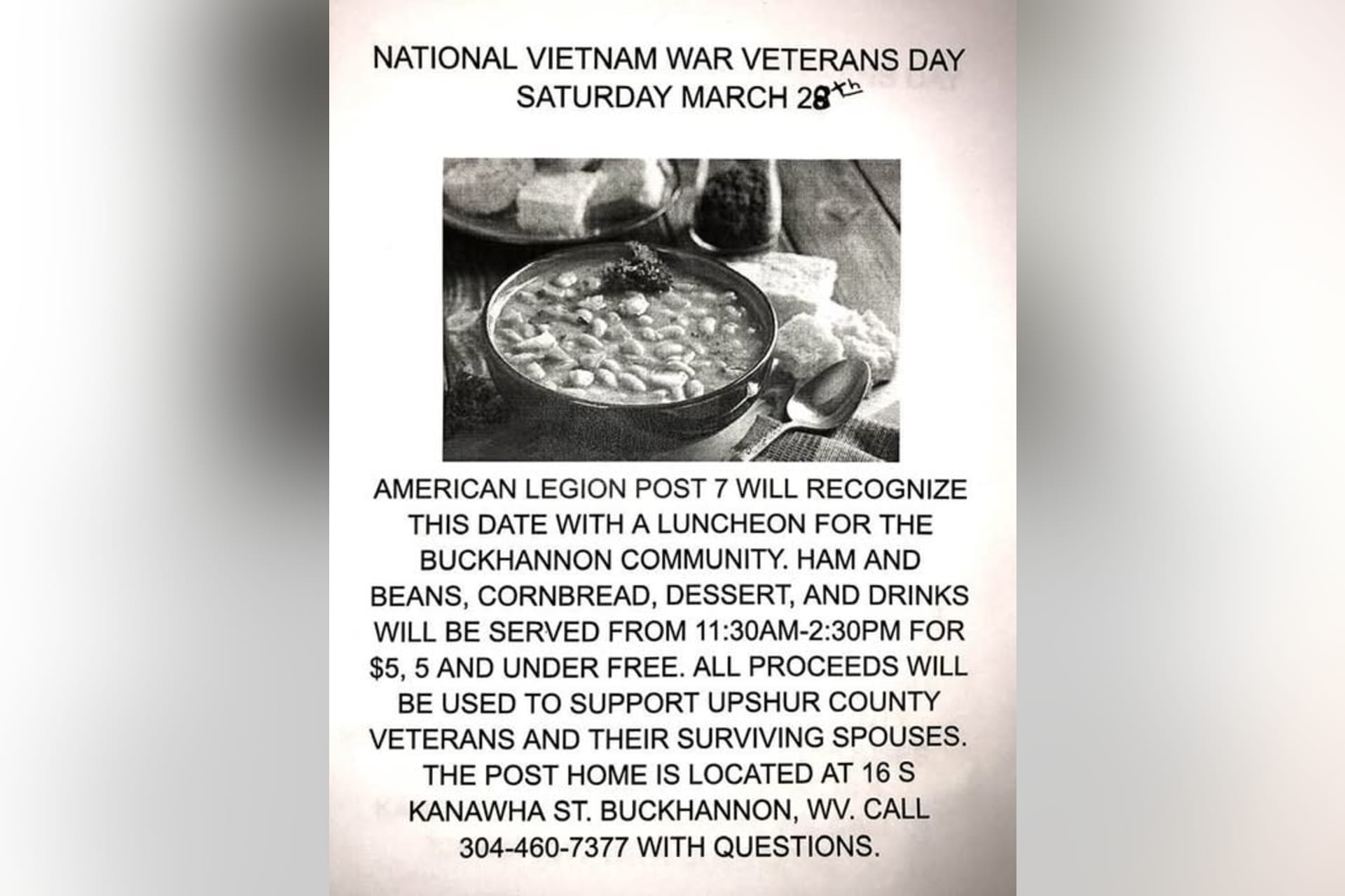 American Legion Post 7 veterans luncheon flyer