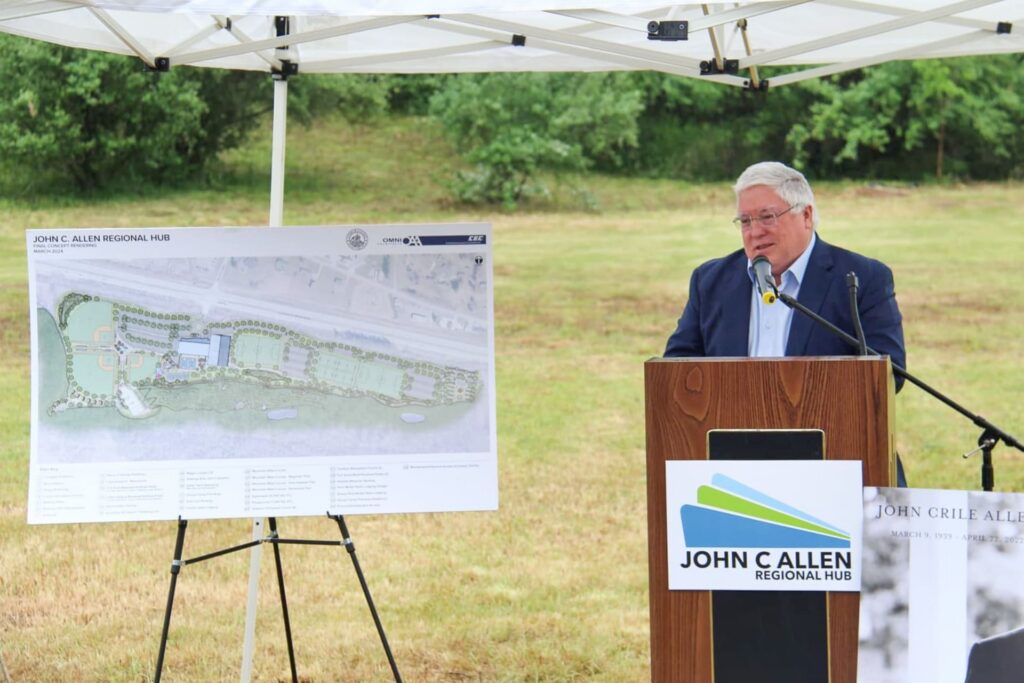 Governor Patrick Morrisey and other state and local leaders discuss what the John C. Allen Regional Hub will mean for Upshur County