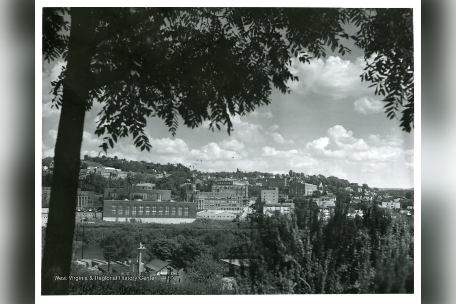 View of the downtown area of campus from Westover around 1954. (West Virginia and Regional History Center Photo)
